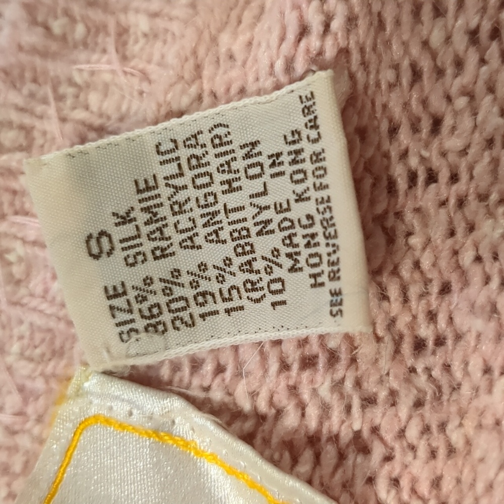 Vintage 80s Relin of San Francisco Pink Silk Sweater Sequin Boat Neck SZ M - Picture 12 of 12